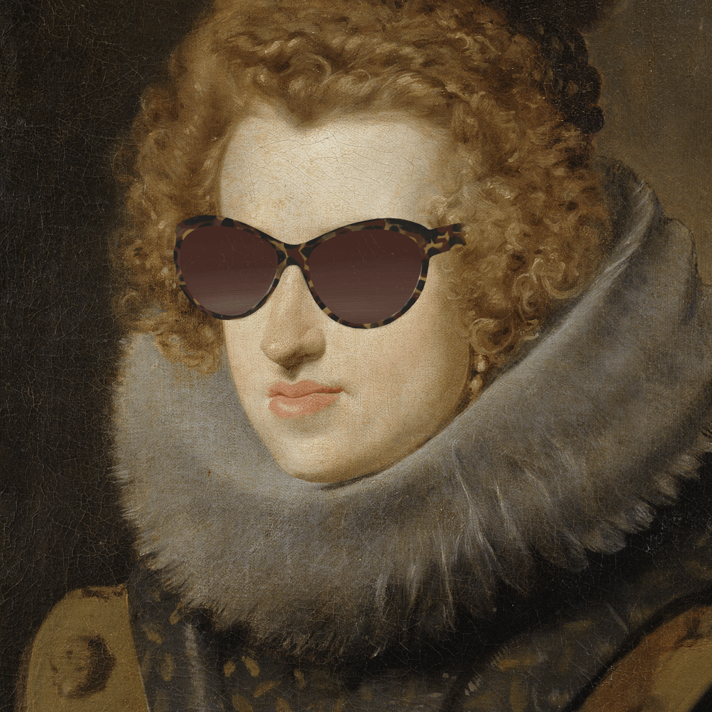 Contemporary Wall Art - Sun glasses on old art portrait