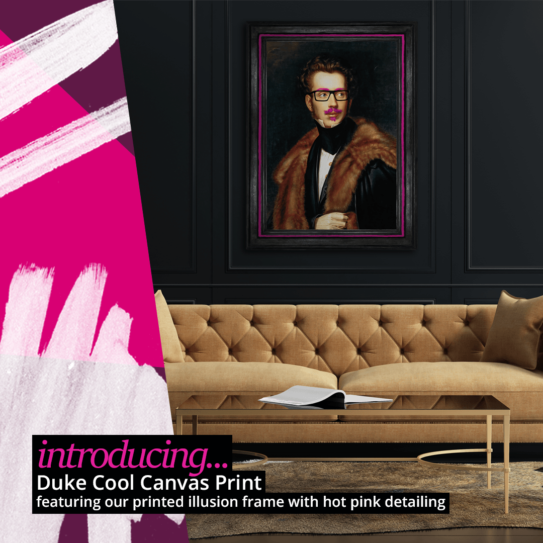 Introducing Duke Cool - Eclectic Canvas Art Print in Black and Hot Pink