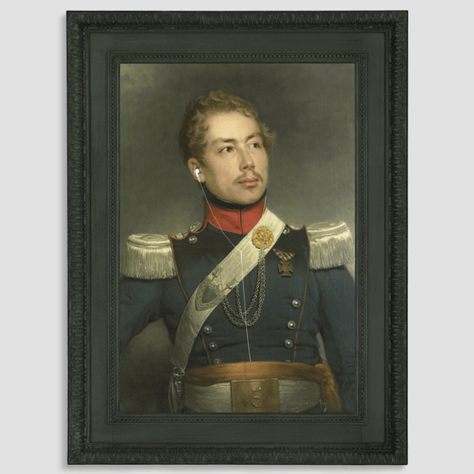 Large Eclectic Military Portrait Canvas Print - "Major MP3"