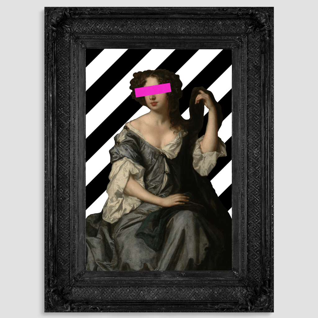 Black frame with pink art